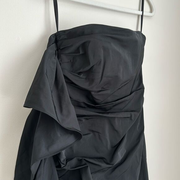LIDA BADAY Women’s Gathered Strapless Silk Blend Black Cocktail Mini Dress Sz. 4 - Picture 3 of 11